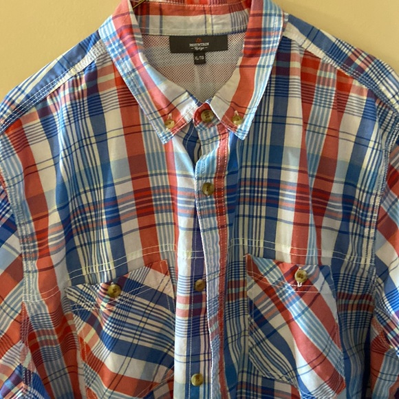 Mountain Ridge plaid button down dressy short sleeved shirt XL - Picture 3 of 5